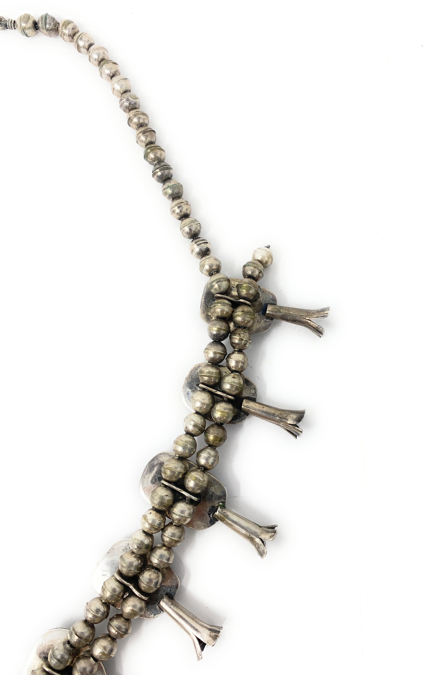 Native American Turquoise Squash Blossom Sterling Silver Necklace 284.4g