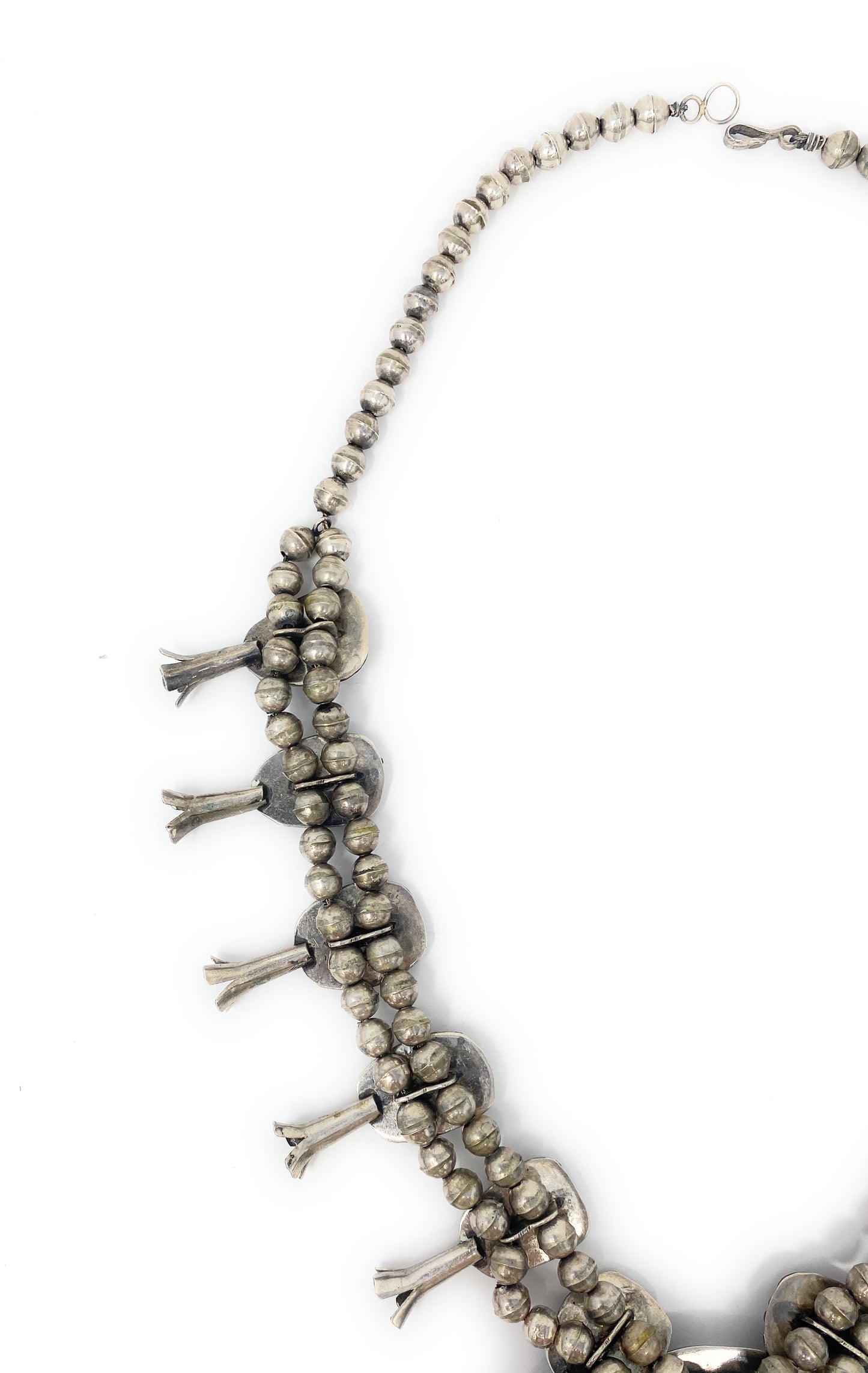 Native American Turquoise Squash Blossom Sterling Silver Necklace 284.4g