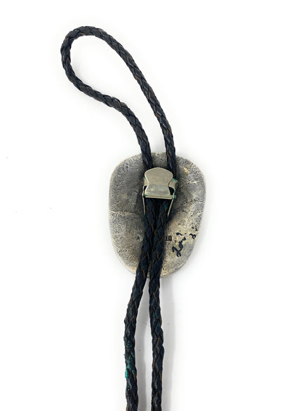 Native American Sterling SIlver Turquoise Snake Bolo Tie Signed Bennet - 82.7g