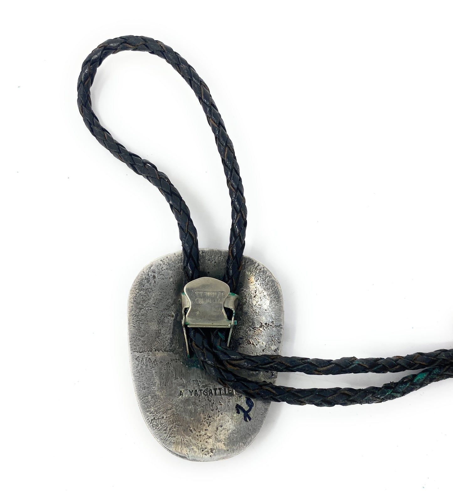 Native American Sterling SIlver Turquoise Snake Bolo Tie Signed Bennet - 82.7g