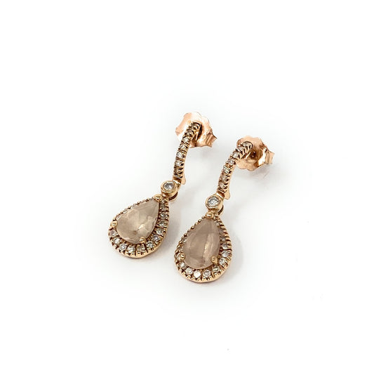 14k Rose Tone Dangle Drop Earrings 2.4g