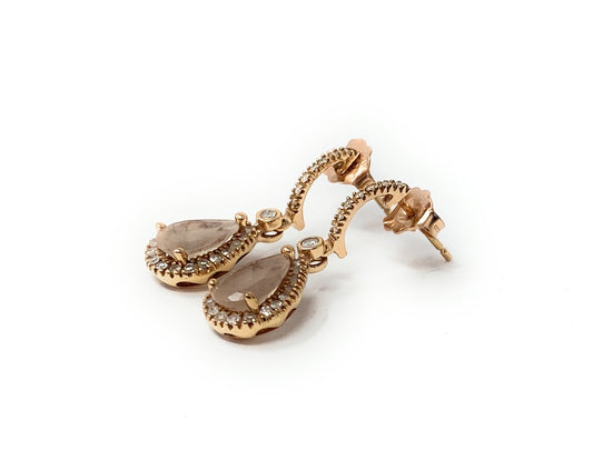 14k Rose Tone Dangle Drop Earrings 2.4g