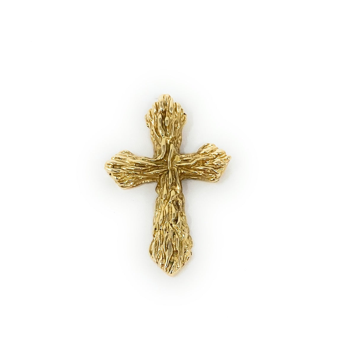 14k Textured Yellow Gold Cross Pendant 2.6g