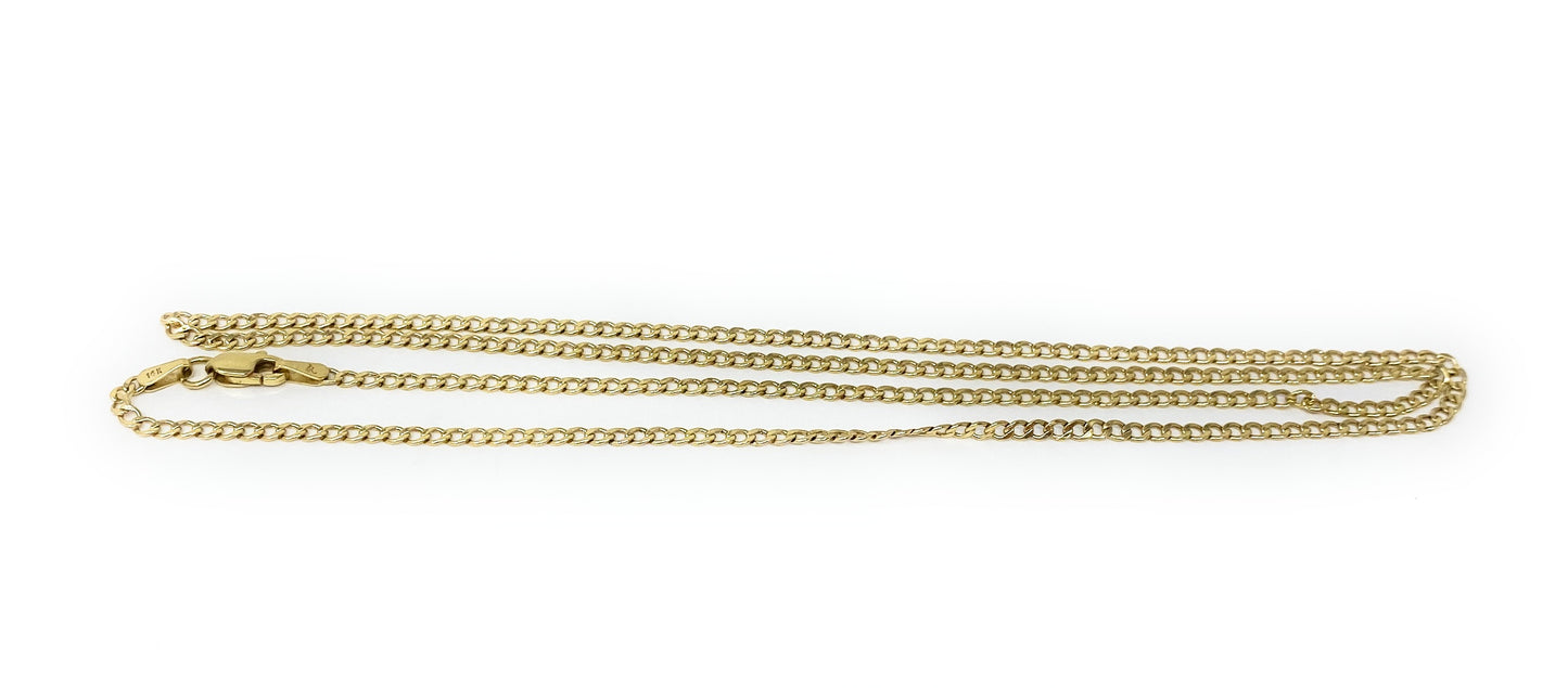 14k Yellow Gold Curb Link Chain Necklace 1.8g