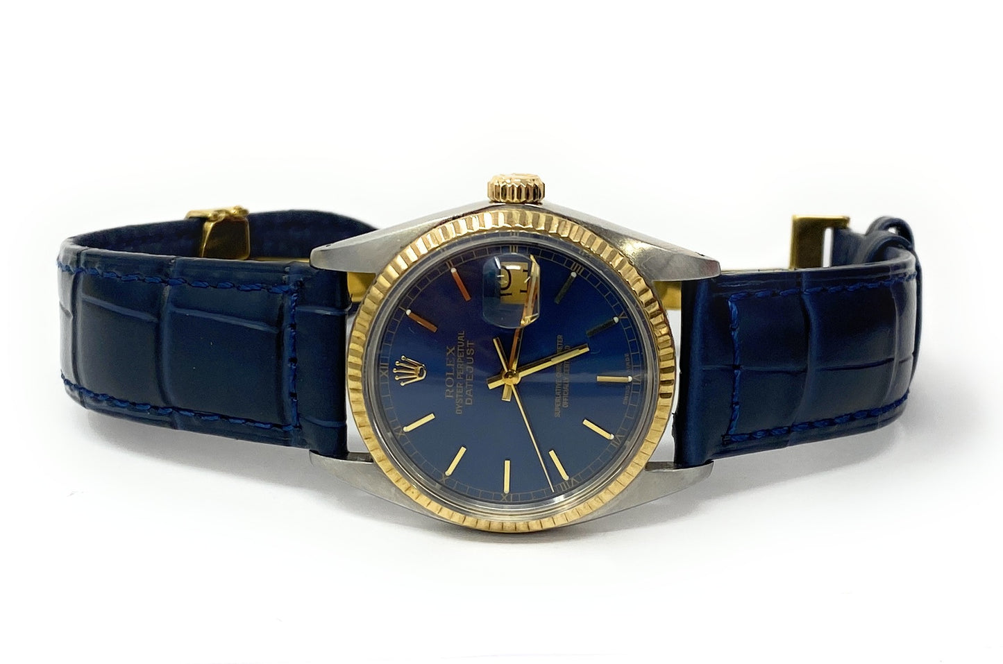 Rolex 1979 Oyster Perpetual Datejust Blue Dial 16013 Serial 5994668 with Generic Band