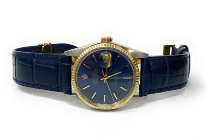 Rolex 1979 Oyster Perpetual Datejust Blue Dial 16013 Serial 5994668 with Generic Band