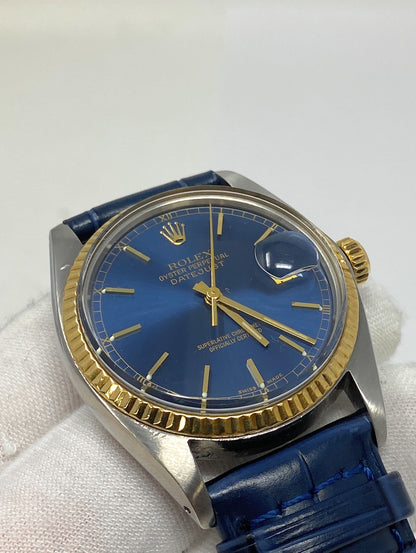 Rolex 1979 Oyster Perpetual Datejust Blue Dial 16013 Serial 5994668 with Generic Band
