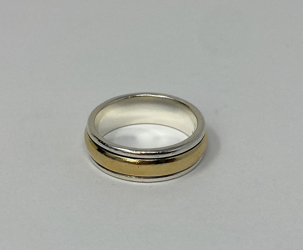 James Avery Two Tone 925 & 14K Comfort Wedding Band Size 7.5