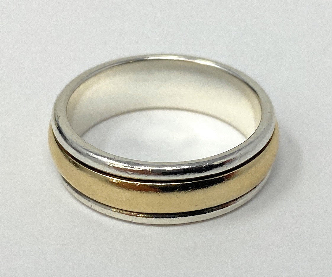 James Avery Two Tone 925 & 14K Comfort Wedding Band Size 7.5
