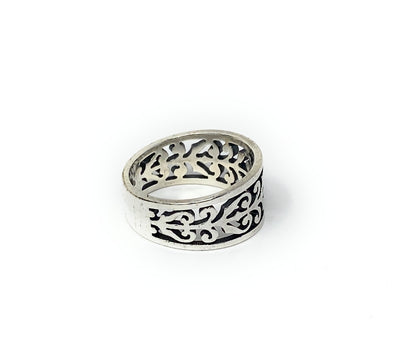 James Avery Retired Open Heart Scroll Band Sterling Silver Ring Size 6.5