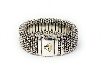 Lagos 925 Silver & 18k Gold Signature Caviar Two Tone bracelet 23mm