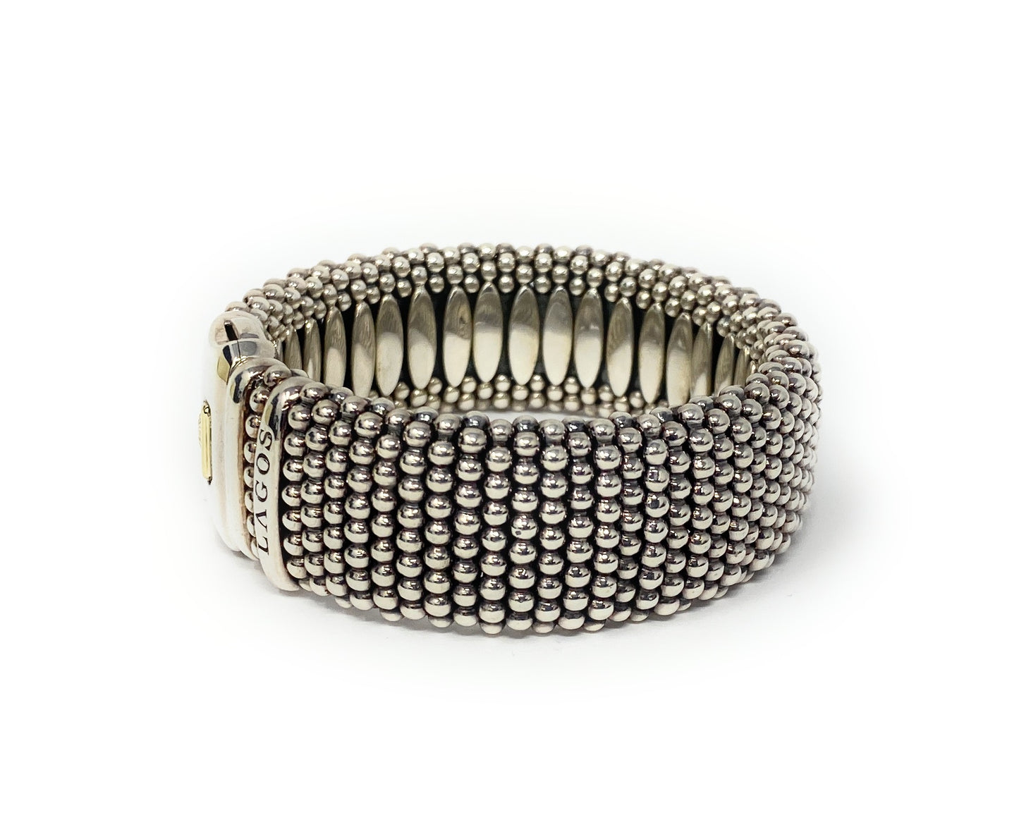 Lagos 925 Silver & 18k Gold Signature Caviar Two Tone bracelet 23mm