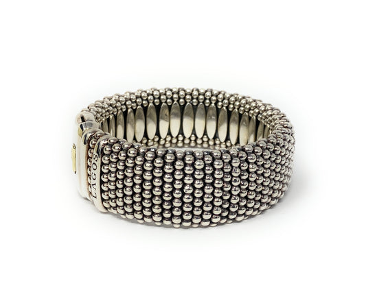Lagos 925 Silver & 18k Gold Signature Caviar Two Tone bracelet 23mm