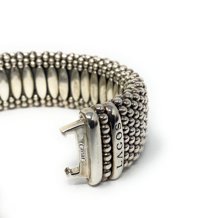 Lagos 925 Silver & 18k Gold Signature Caviar Two Tone bracelet 23mm