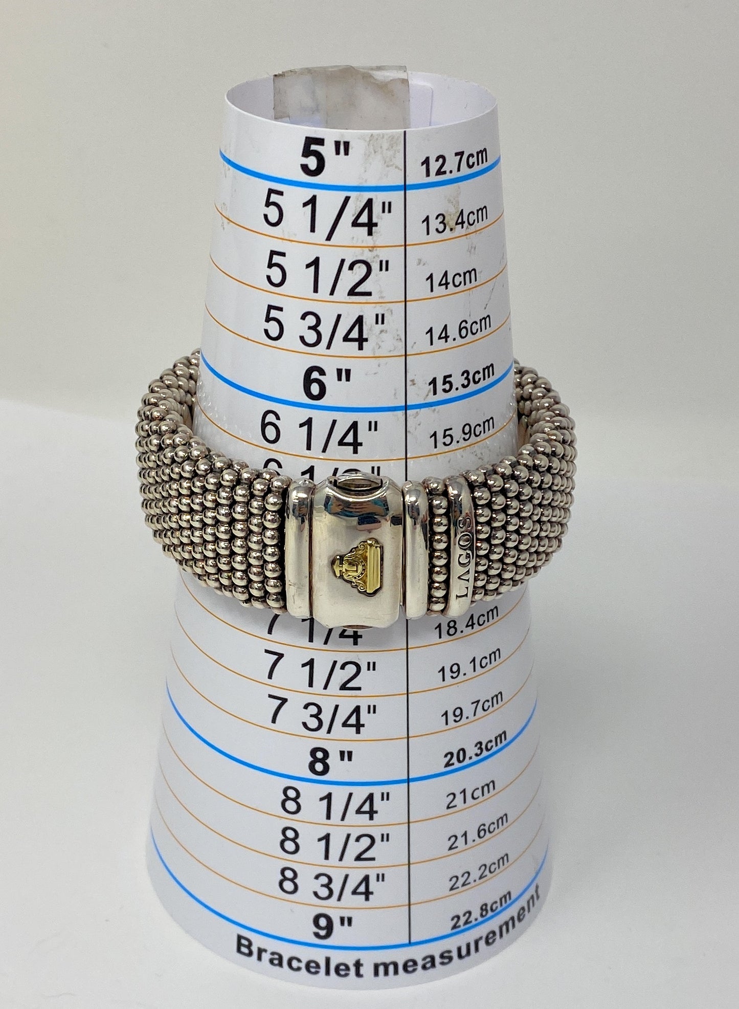Lagos 925 Silver & 18k Gold Signature Caviar Two Tone bracelet 23mm