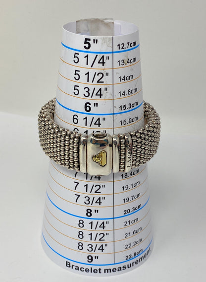 Lagos 925 Silver & 18k Gold Signature Caviar Two Tone bracelet 23mm