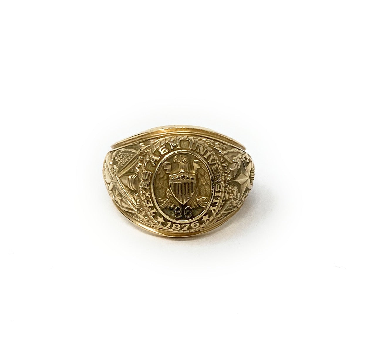 10k A&M Yellow Gold Men's Texas Class Ring 1986 Size 12 Total weight 33.2g