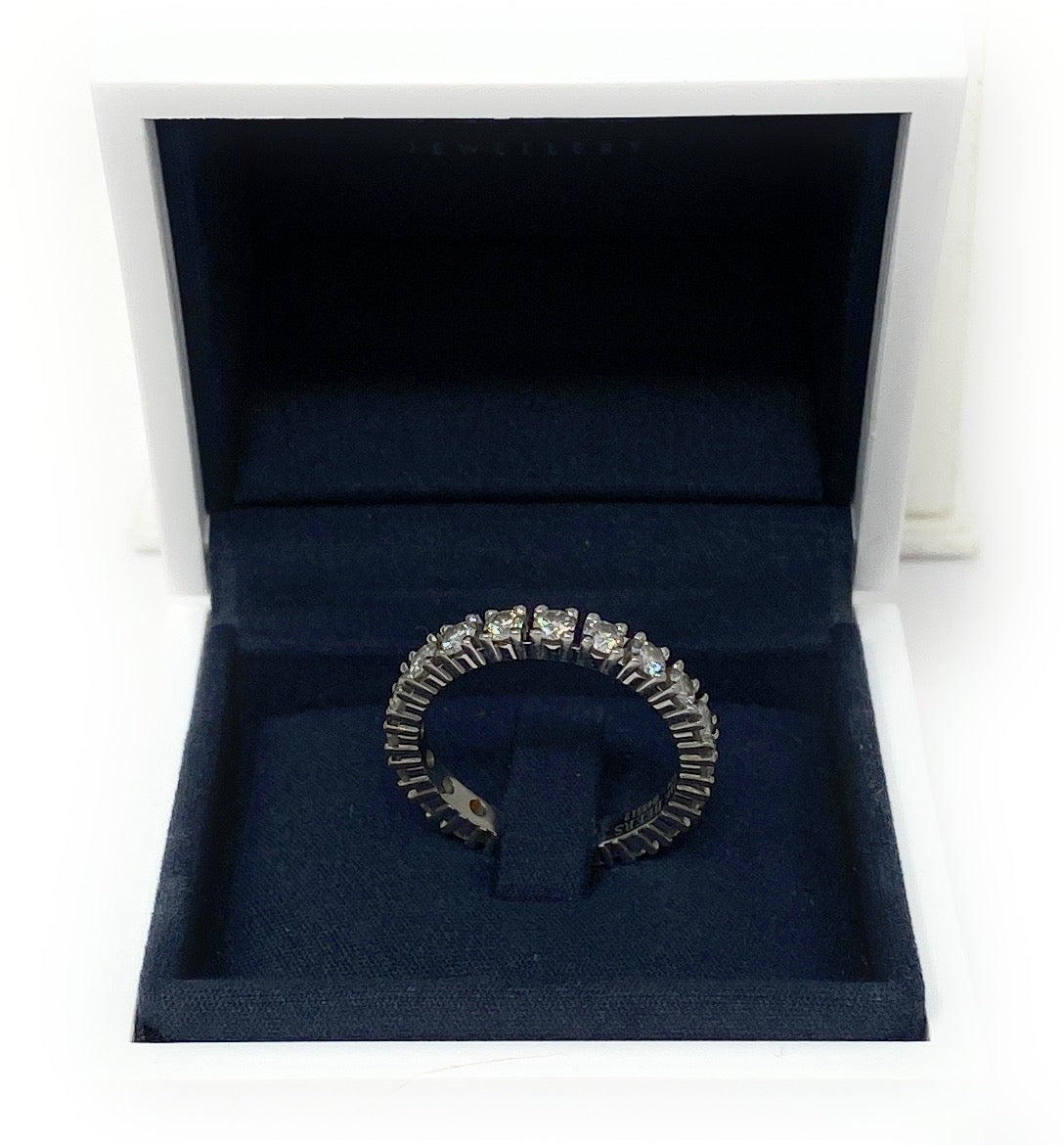 De Beers 950 Eternity Diamond Ring Size 5 With Papers and Box