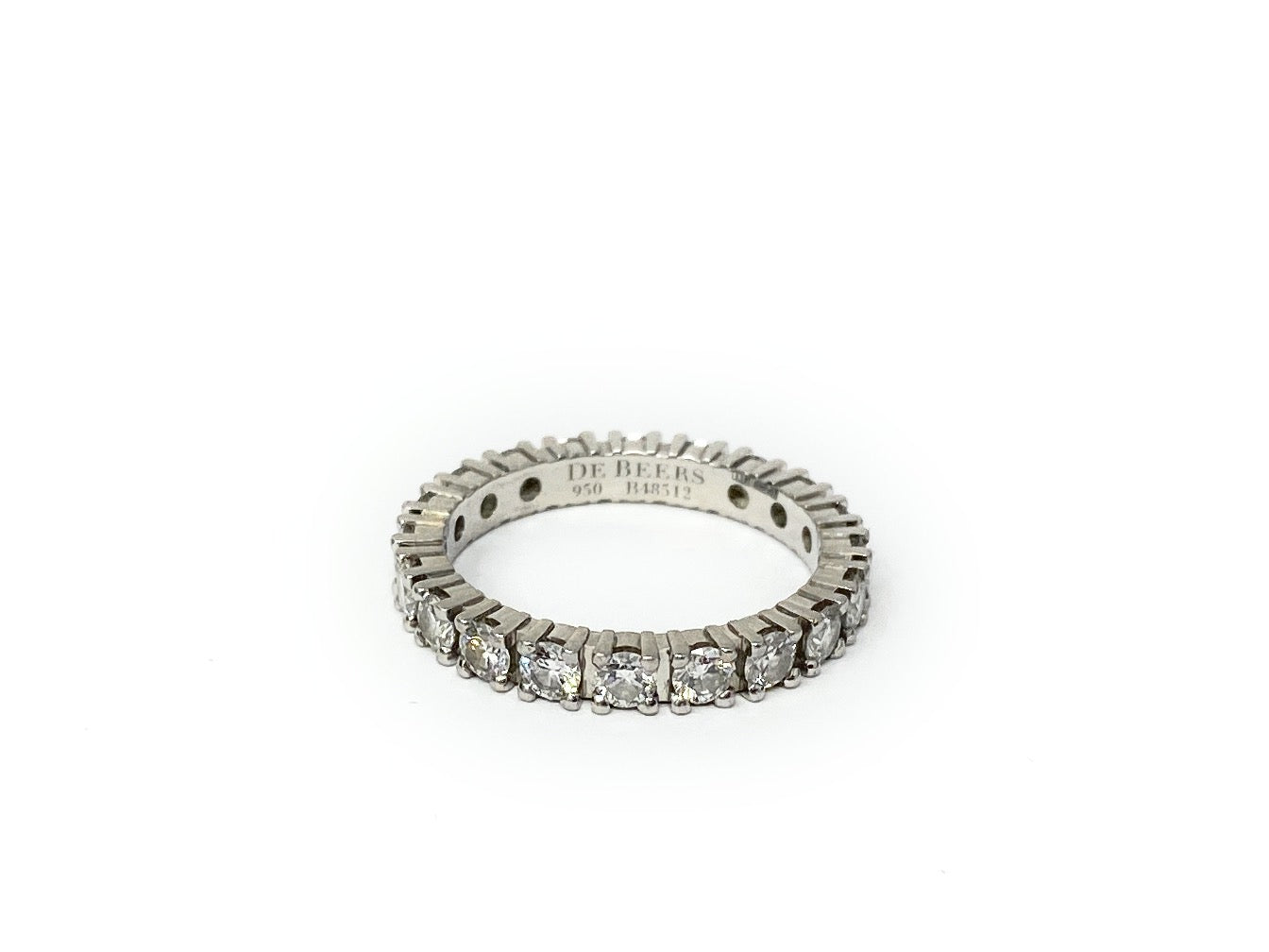 De Beers 950 Eternity Diamond Ring Size 5 With Papers and Box
