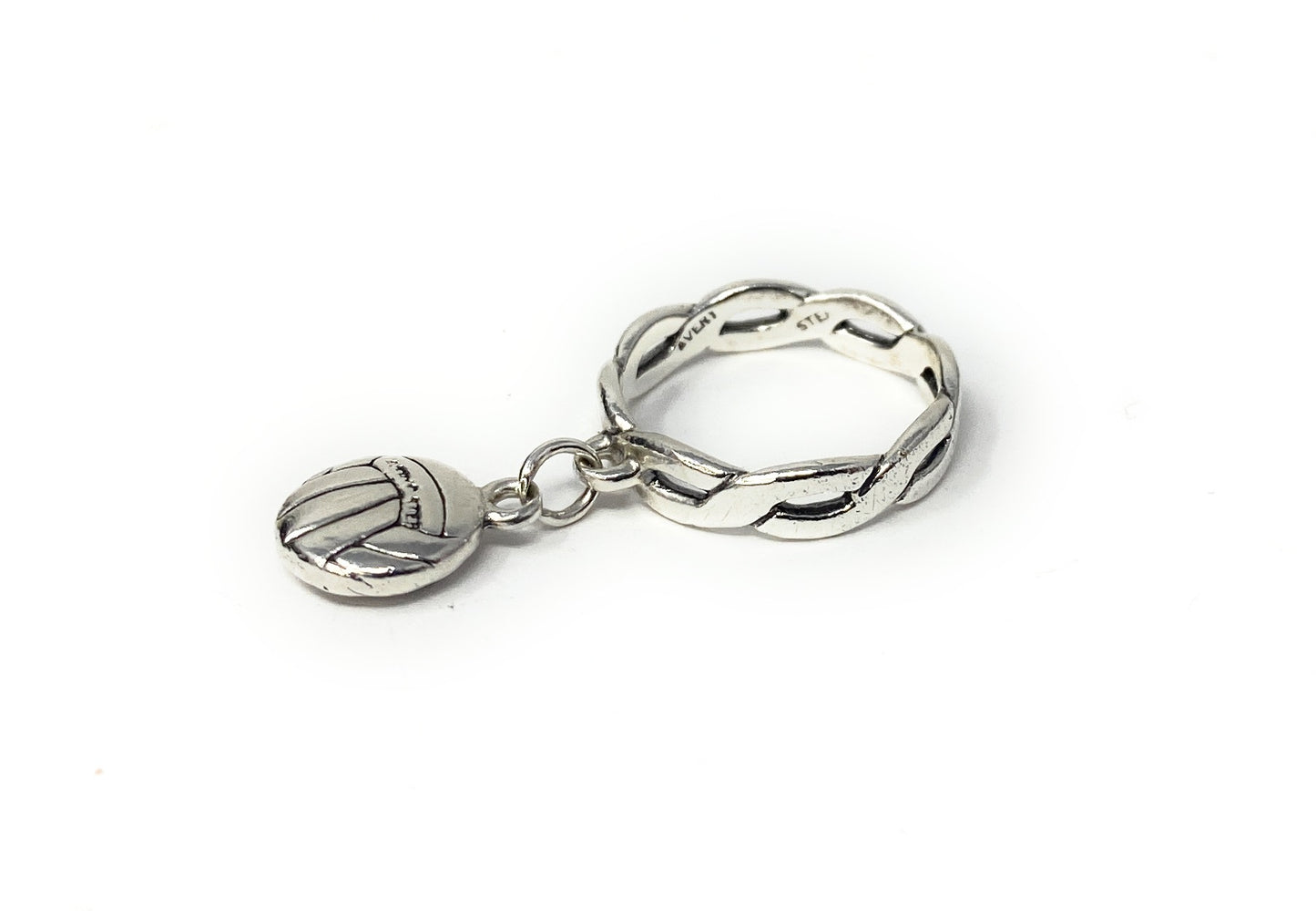 James Avery 925 Retired Volleyball Dangle Ring Size 4
