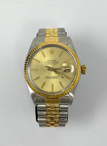 Rolex Oyster Perpetual 1601-3 Datejust Year 1985 Two Toned Watch 36mm