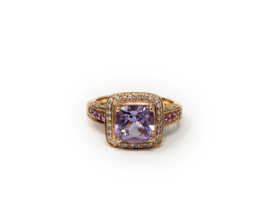 LeVian 14k Rose Gold Pink/Purple Topaz Ring 6.3g Size 7