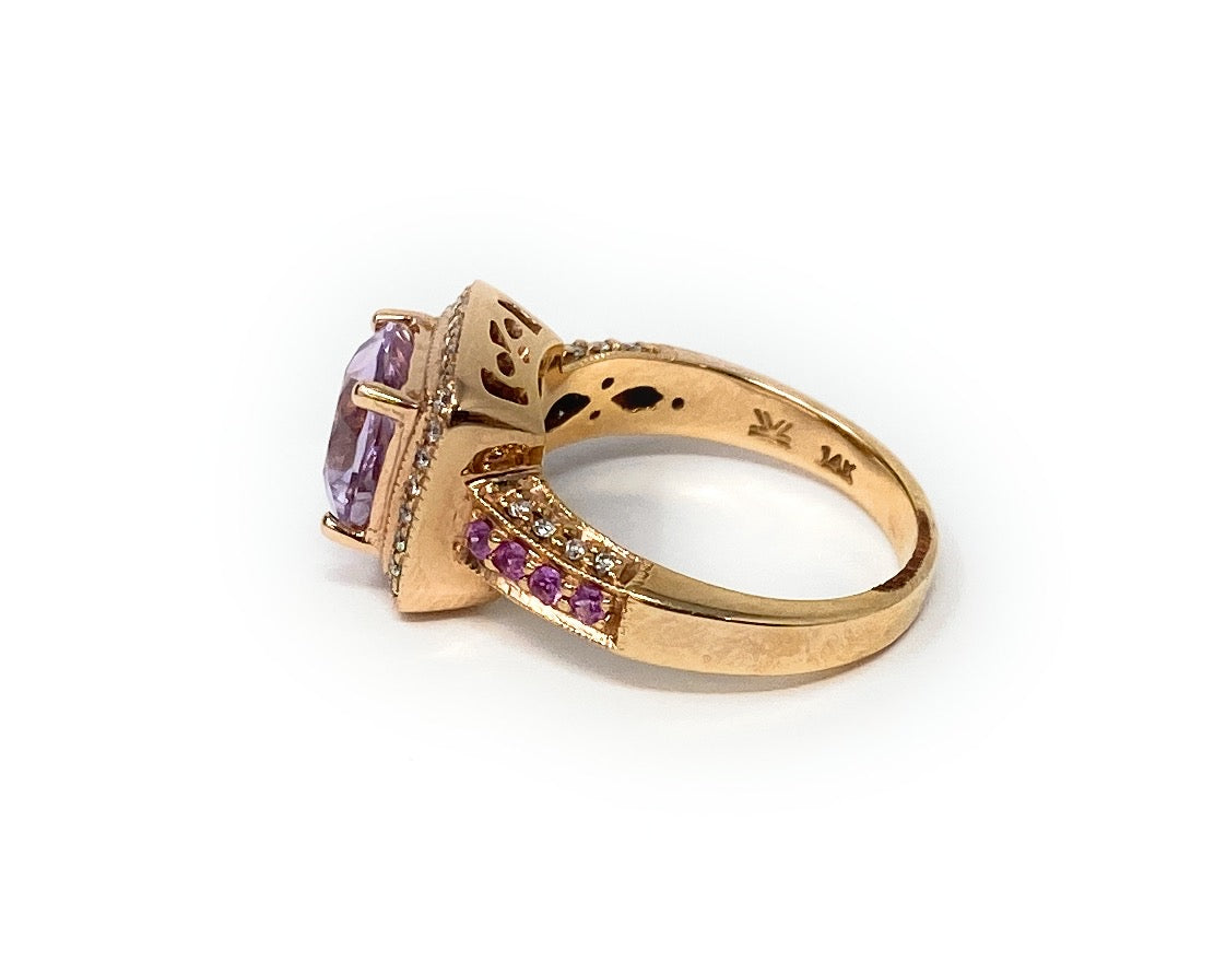 LeVian 14k Rose Gold Pink/Purple Topaz Ring 6.3g Size 7