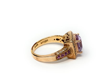 LeVian 14k Rose Gold Pink/Purple Topaz Ring 6.3g Size 7