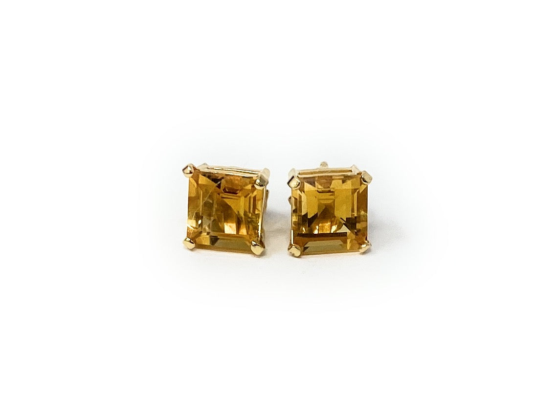 14k Orange Citrine Earrings Studs 1.1g