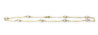 14k Yellow Gold w/Pearls Necklace 14in 5.1g