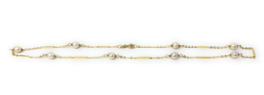 14k Yellow Gold w/Pearls Necklace 14in 5.1g