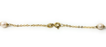 14k Yellow Gold w/Pearls Necklace 14in 5.1g