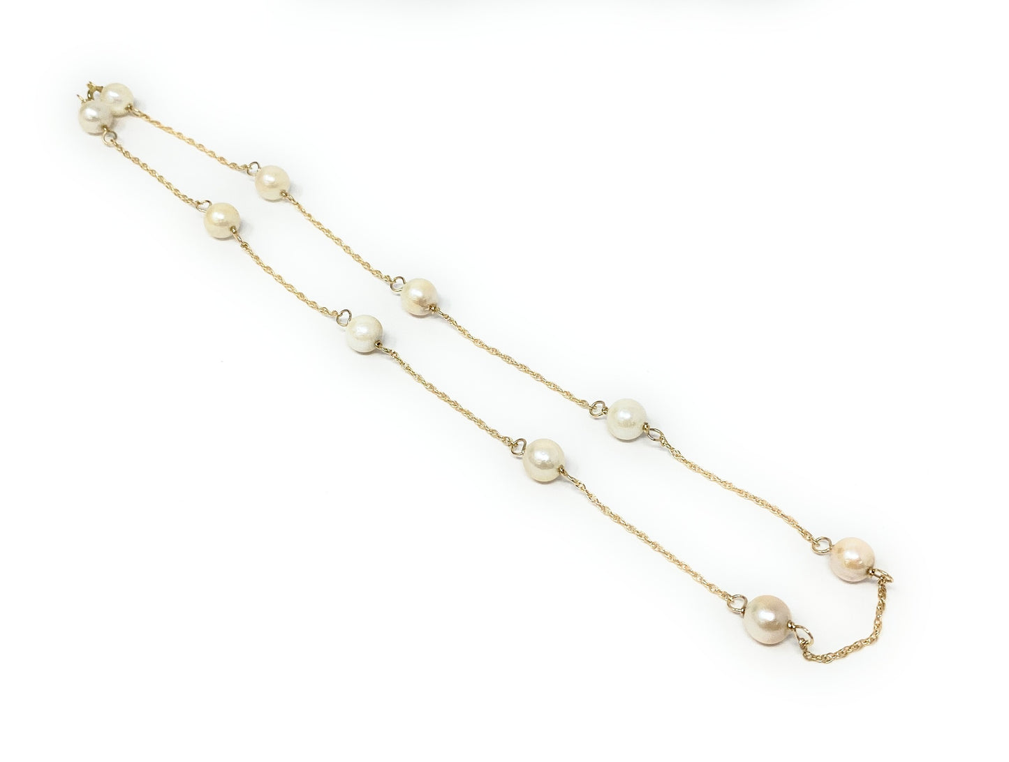 14k Yellow Gold Necklace w/Pearls 14" 4.8g