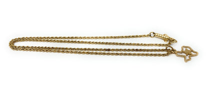 14k Rope Necklace & Texas Pendant 16in 4.5g