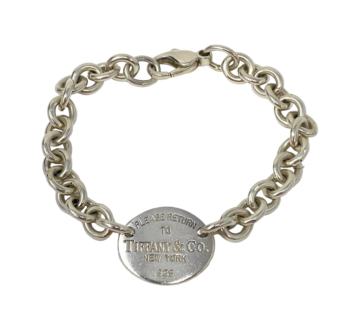 Tiffany & Co. Sterling Silver Oval "Please Return To Tiffany" Tag Bracelet 7"