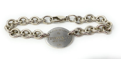Tiffany & Co. Sterling Silver Oval "Please Return To Tiffany" Tag Bracelet 7"