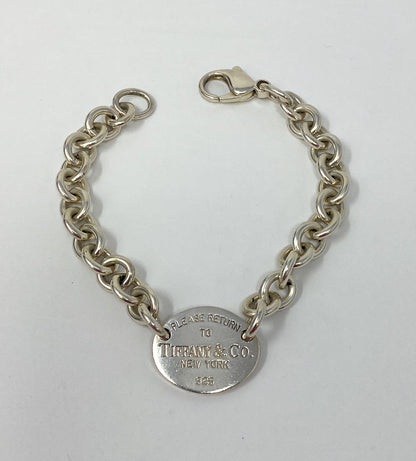 Tiffany & Co. Sterling Silver Oval "Please Return To Tiffany" Tag Bracelet 7"