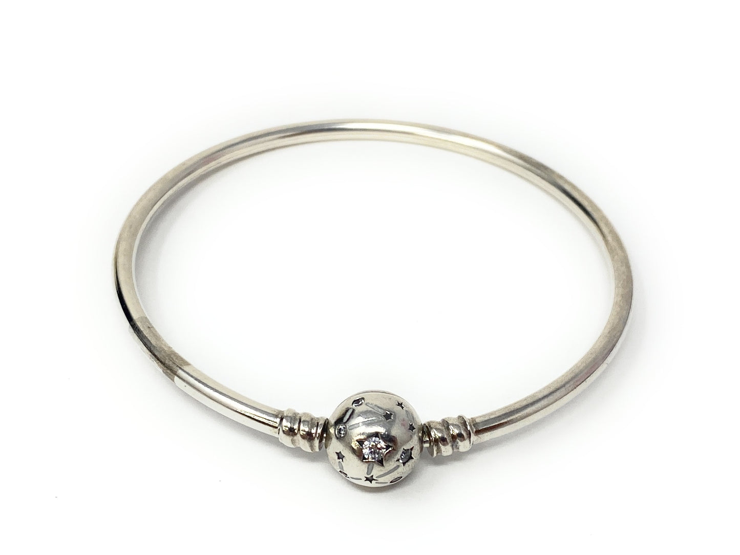 Pandora CZ Stars and Galaxy Charm Bangle Bracelet Size 7  1/4