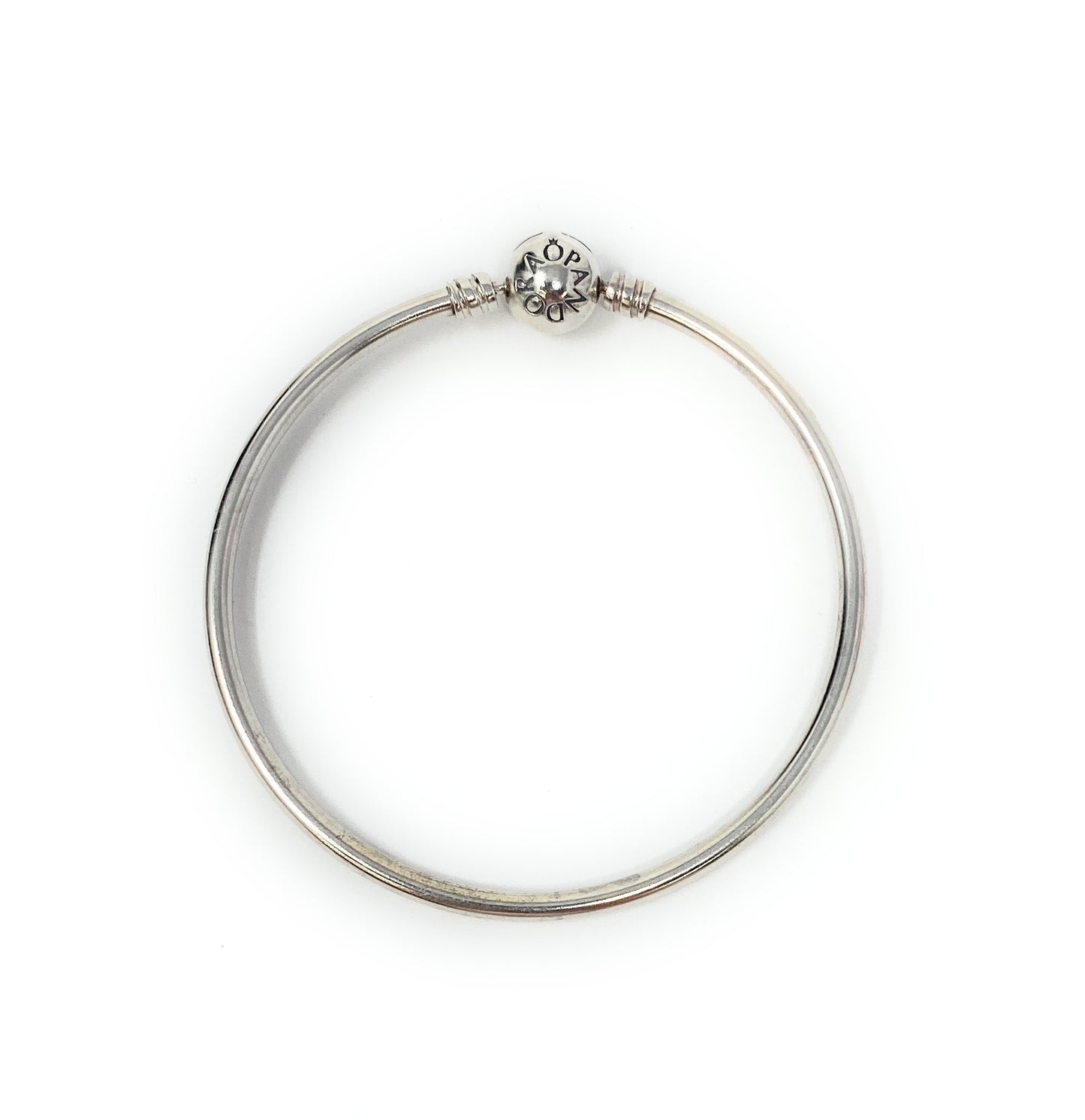 Pandora Sterling Silver Plain Charm Bangle Bracelet Size 7 1/4