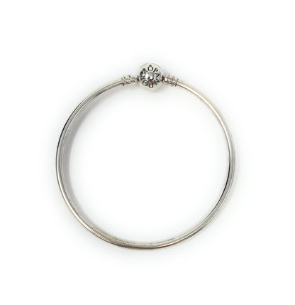Pandora Sterling Silver Plain Charm Bangle Bracelet Size 7 1/4