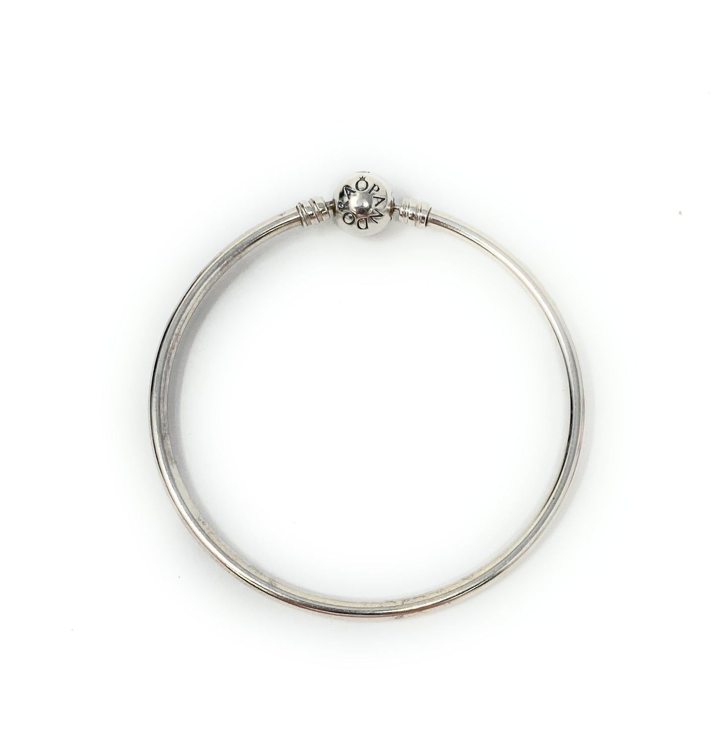 Pandora Sterling Silver Plain Charm Bangle Bracelet Size 7 1/4