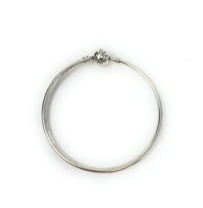 Pandora Sterling Silver Plain Charm Bangle Bracelet Size 7 1/4