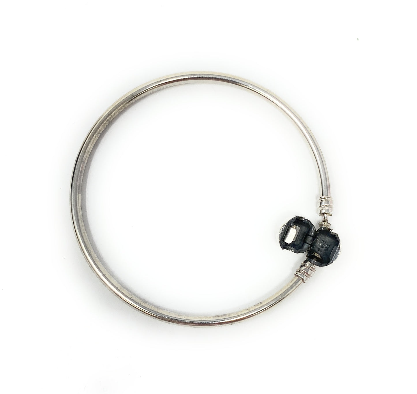 Pandora Sterling Silver Plain Charm Bangle Bracelet Size 7 1/4