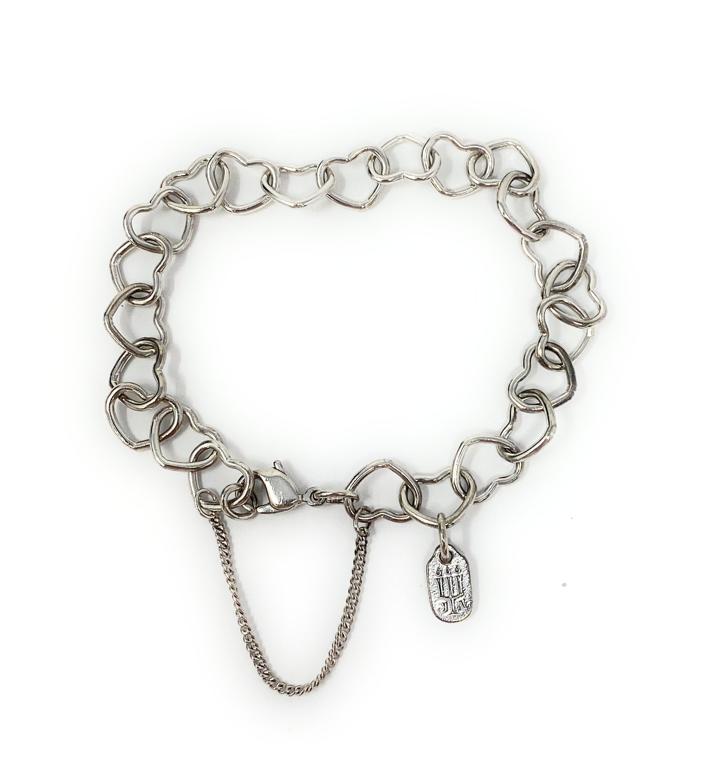 James Avery 925 Sterling Silver Connected Hearts Charm Bracelet Size 7in