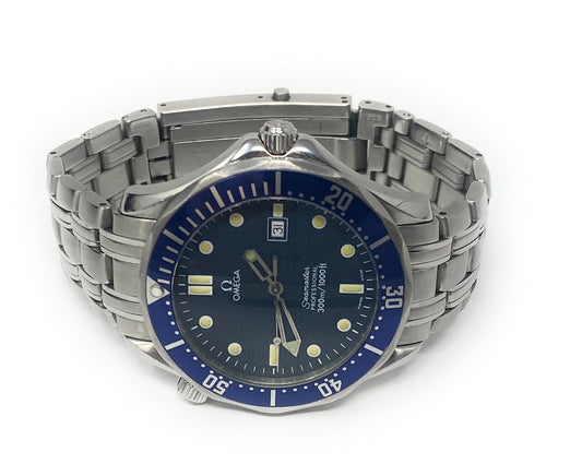 Omega Seamaster 300M Blue Dial James Bond S. Steel Bracelet Max Wrist 7.5"