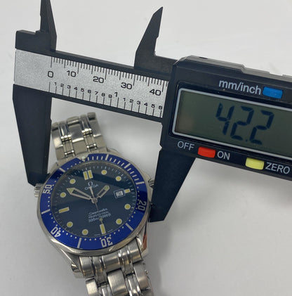 Omega Seamaster 300M Blue Dial James Bond S. Steel Bracelet Max Wrist 7.5"