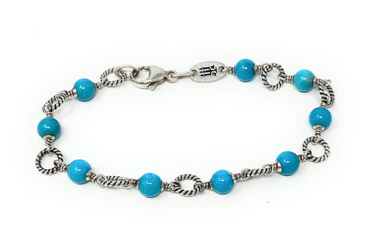 James Avery Turquoise Beaded 925 Sterling Silver Bracelet
