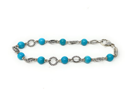 James Avery Turquoise Beaded 925 Sterling Silver Bracelet