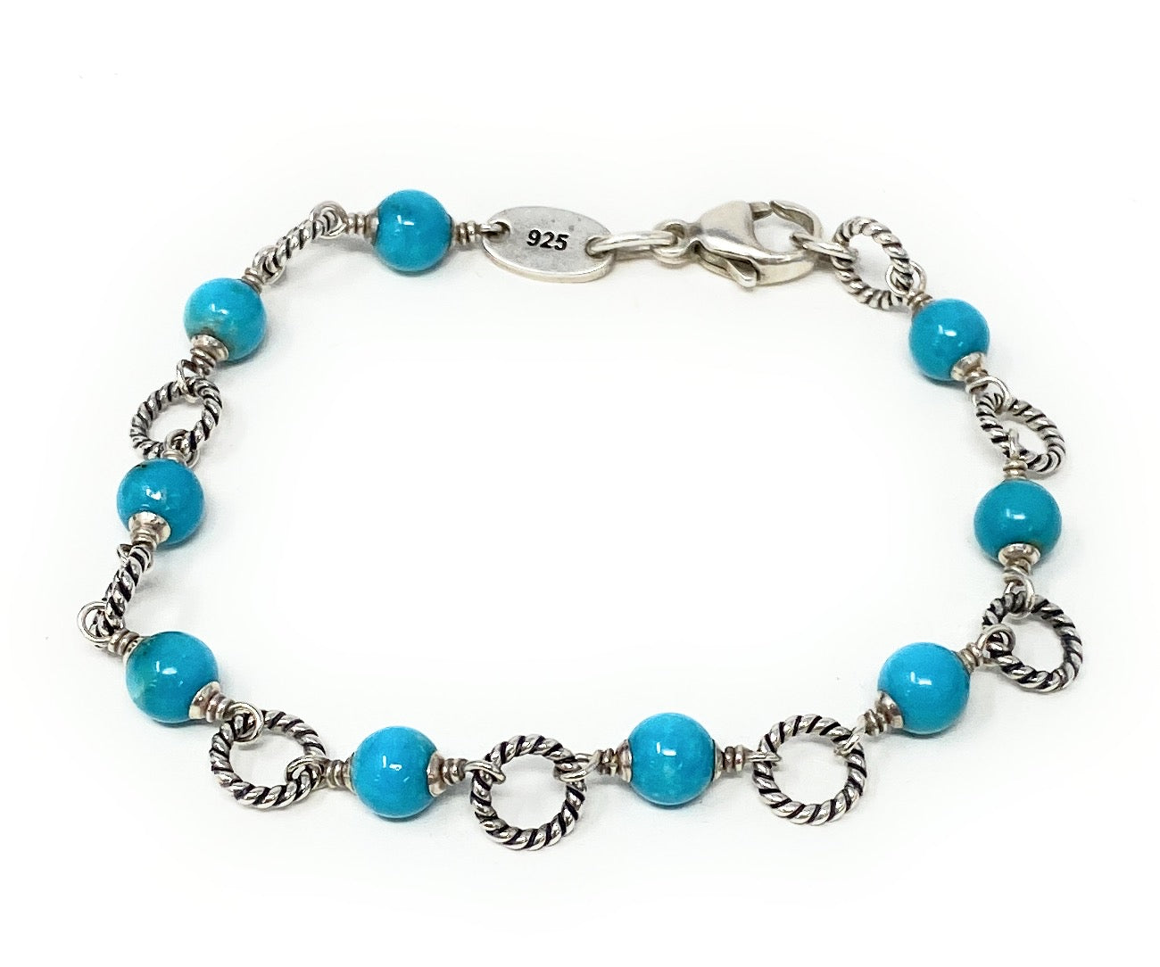 James Avery Turquoise Beaded 925 Sterling Silver Bracelet