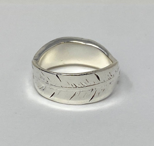 James Avery Sterling Silver 925 Leaf Feather Band Ring Size 9